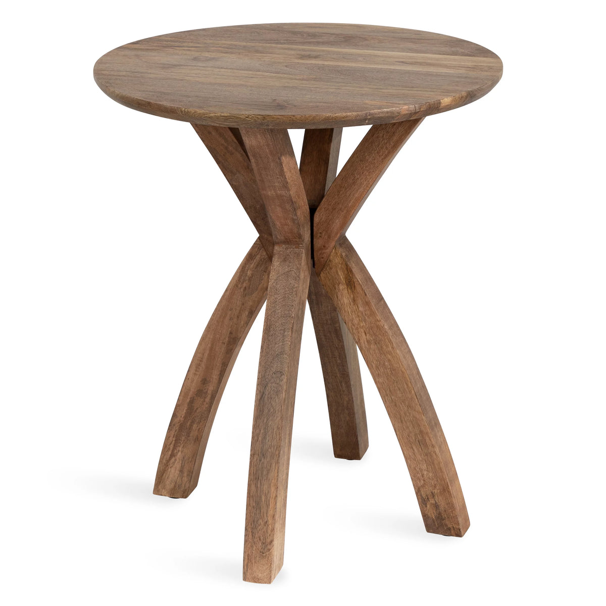 Mid-Century Round Wood Side Table, 20 x 20 x 25, Natural F910