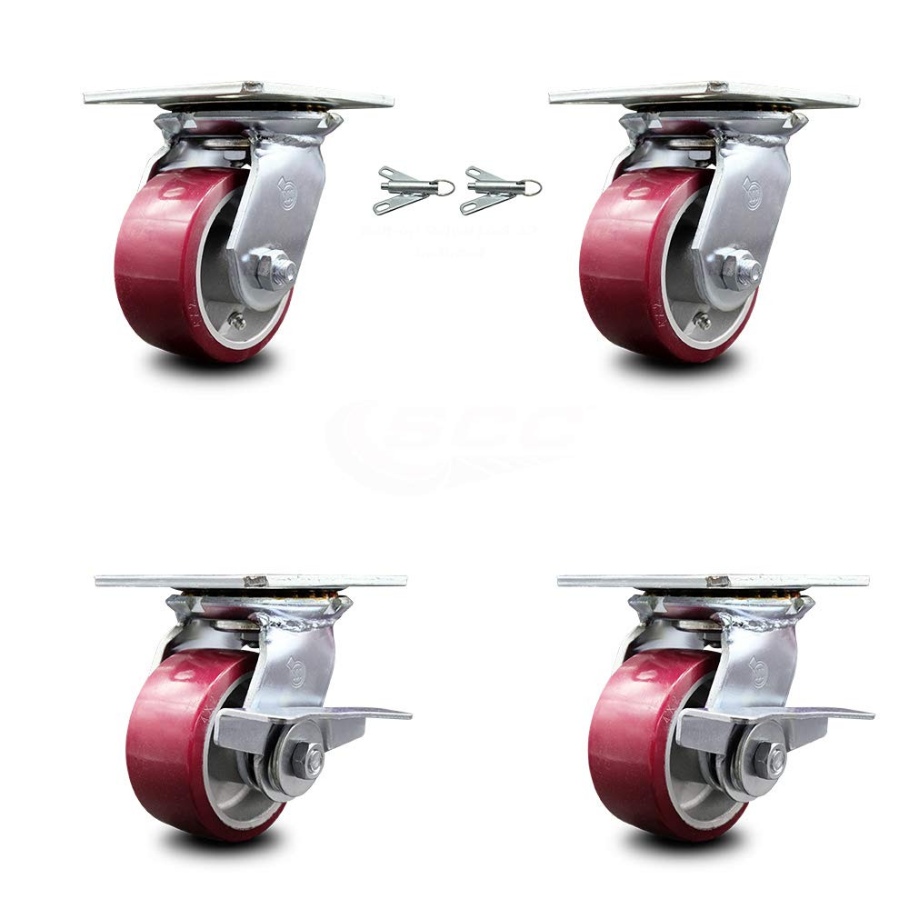 4 x 2 Maroon Wheels Swivel Caster Set 4 A9339