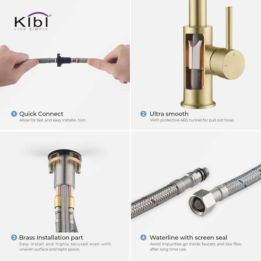 Single Hole Pull-Down Kitchen Faucet with Soap Dispenser Brushed Nickel E6575