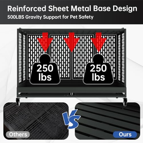 Heavy Duty Metal Dog Crate with Wheels and Removable Tray R122