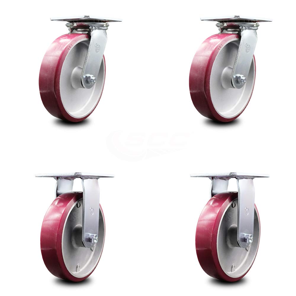 4 x 2 Maroon Wheels Swivel Caster Set 4 A9339