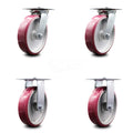 4 x 2 Maroon Wheels Swivel Caster Set 4 A9339