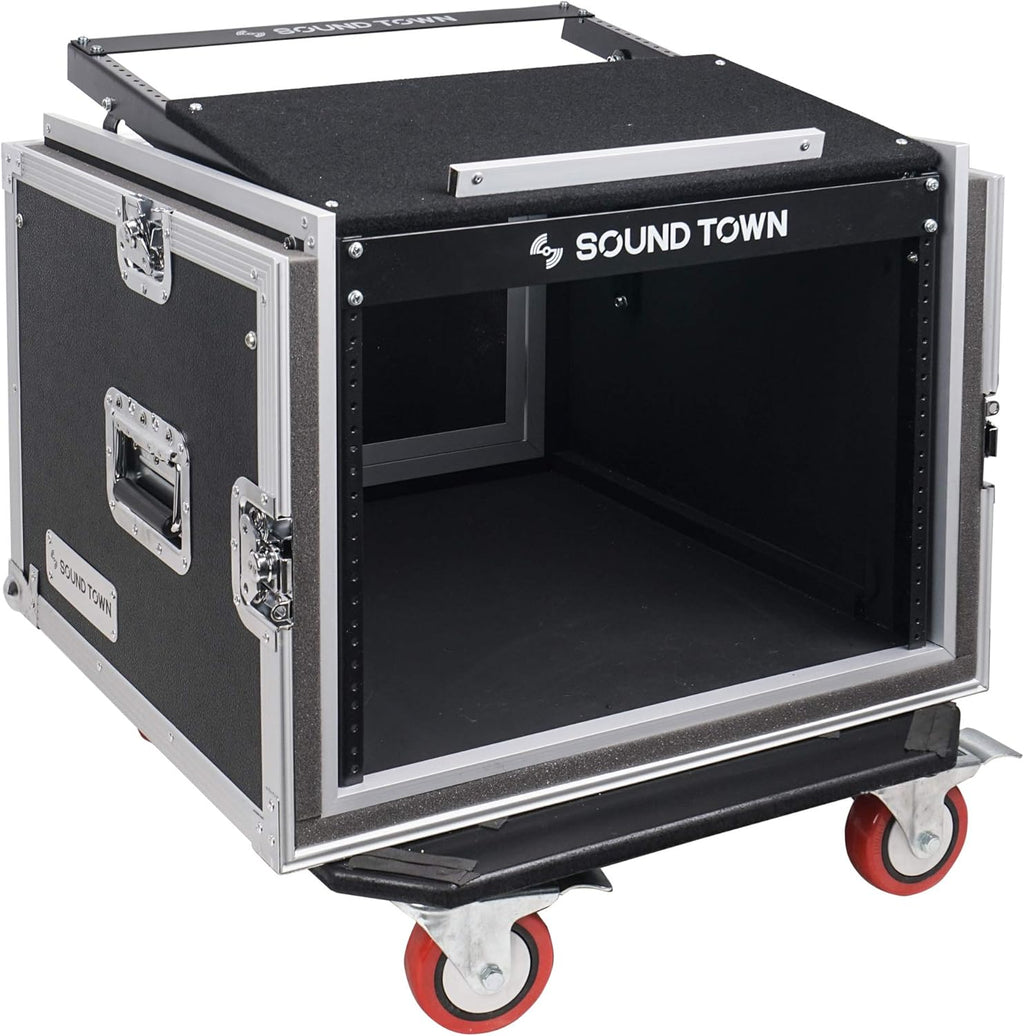 10U ATA Rack Case with 11U Slant Mixer Top and Casters U8274