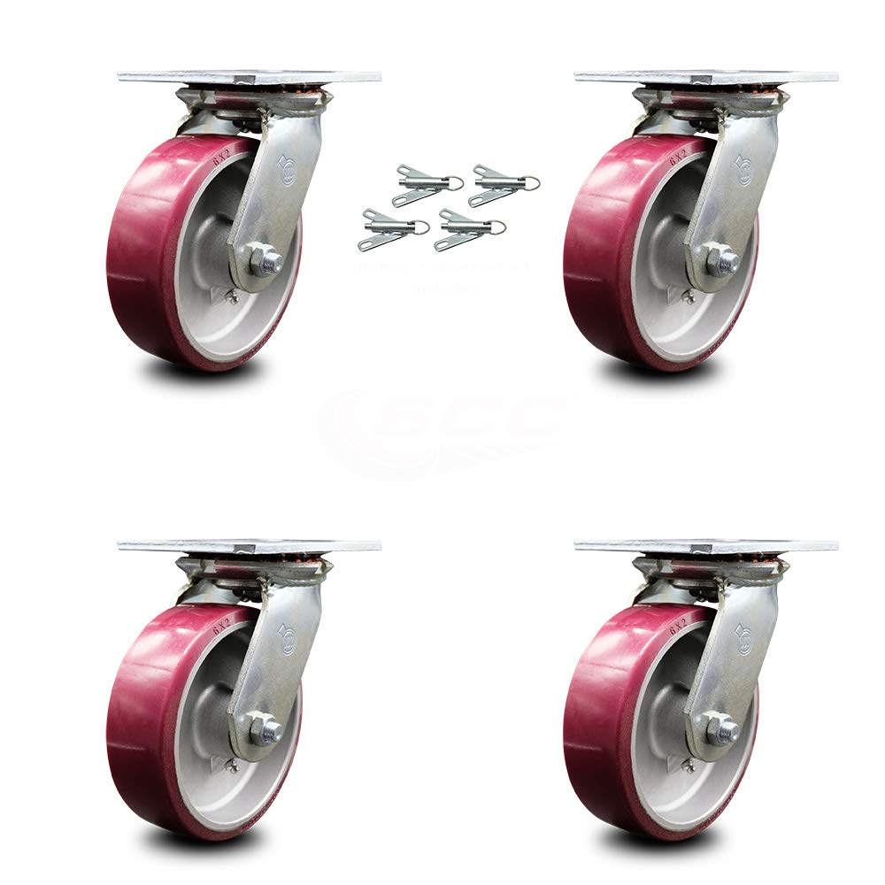 4 x 2 Maroon Wheels Swivel Caster Set 4 A9339