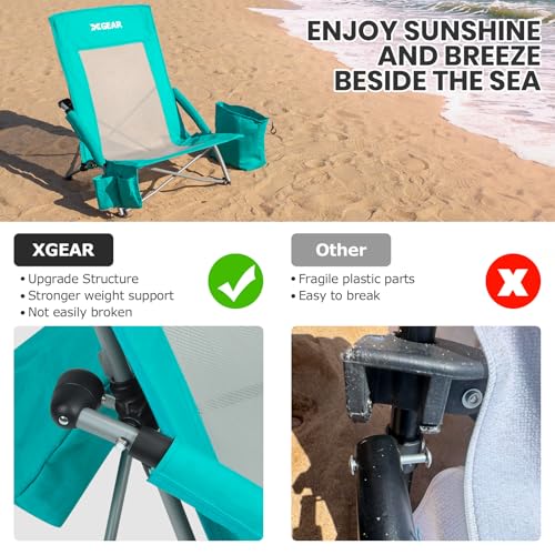 2-Pack High Back Beach Chair with Cooler Bag and Carry Bag F87291