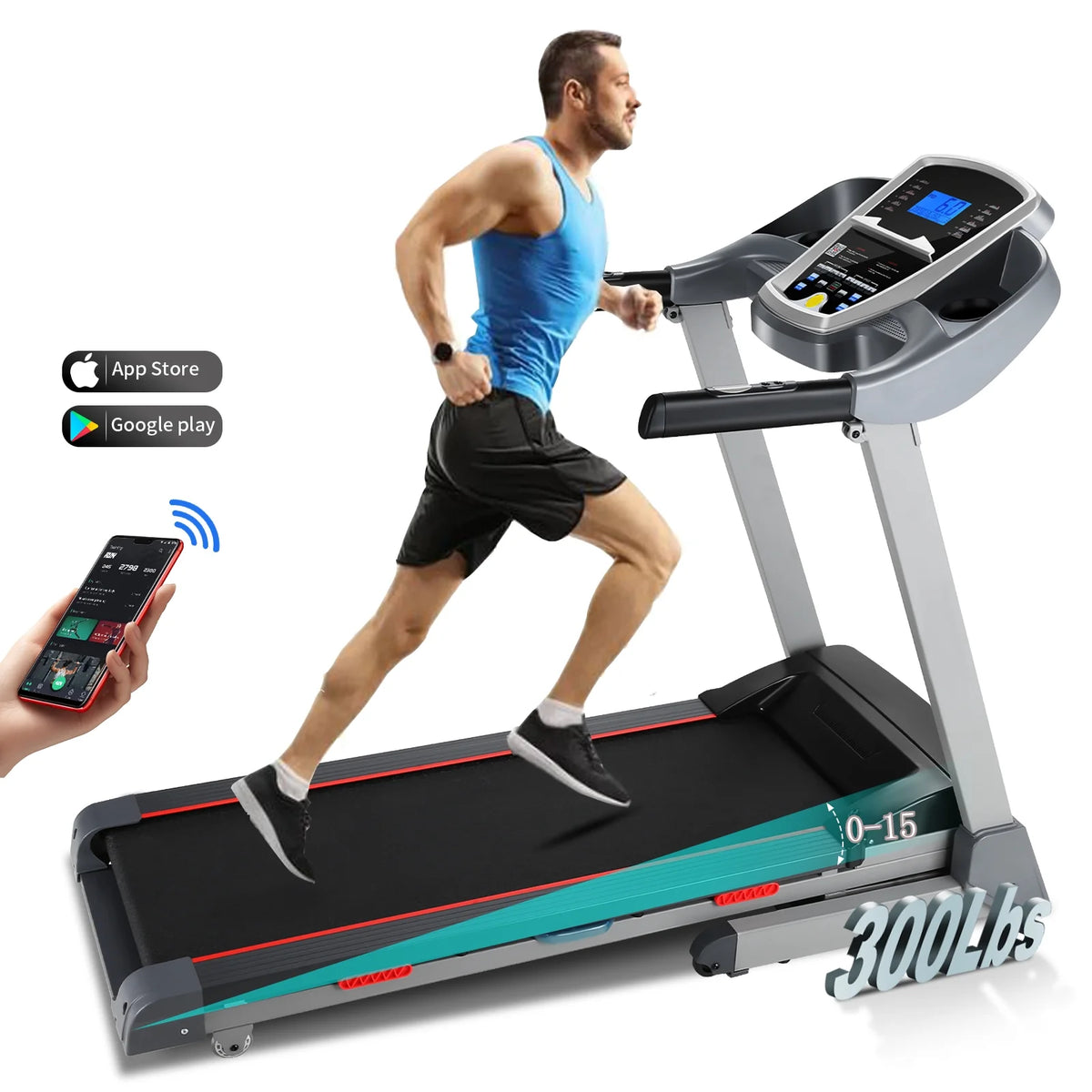 Electric Treadmill with 15-Level Auto Incline E65118