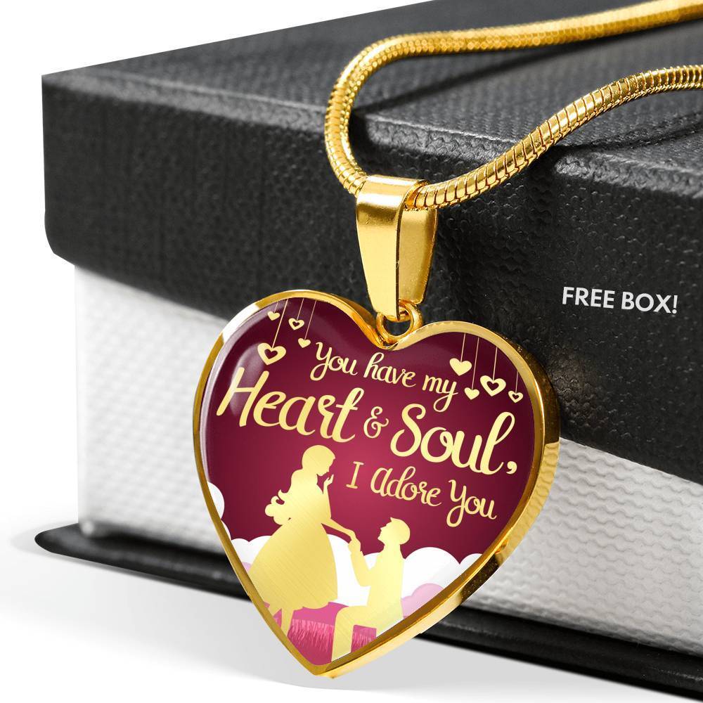 Stainless Steel or 18k Gold Heart Pendant Necklace B35957
