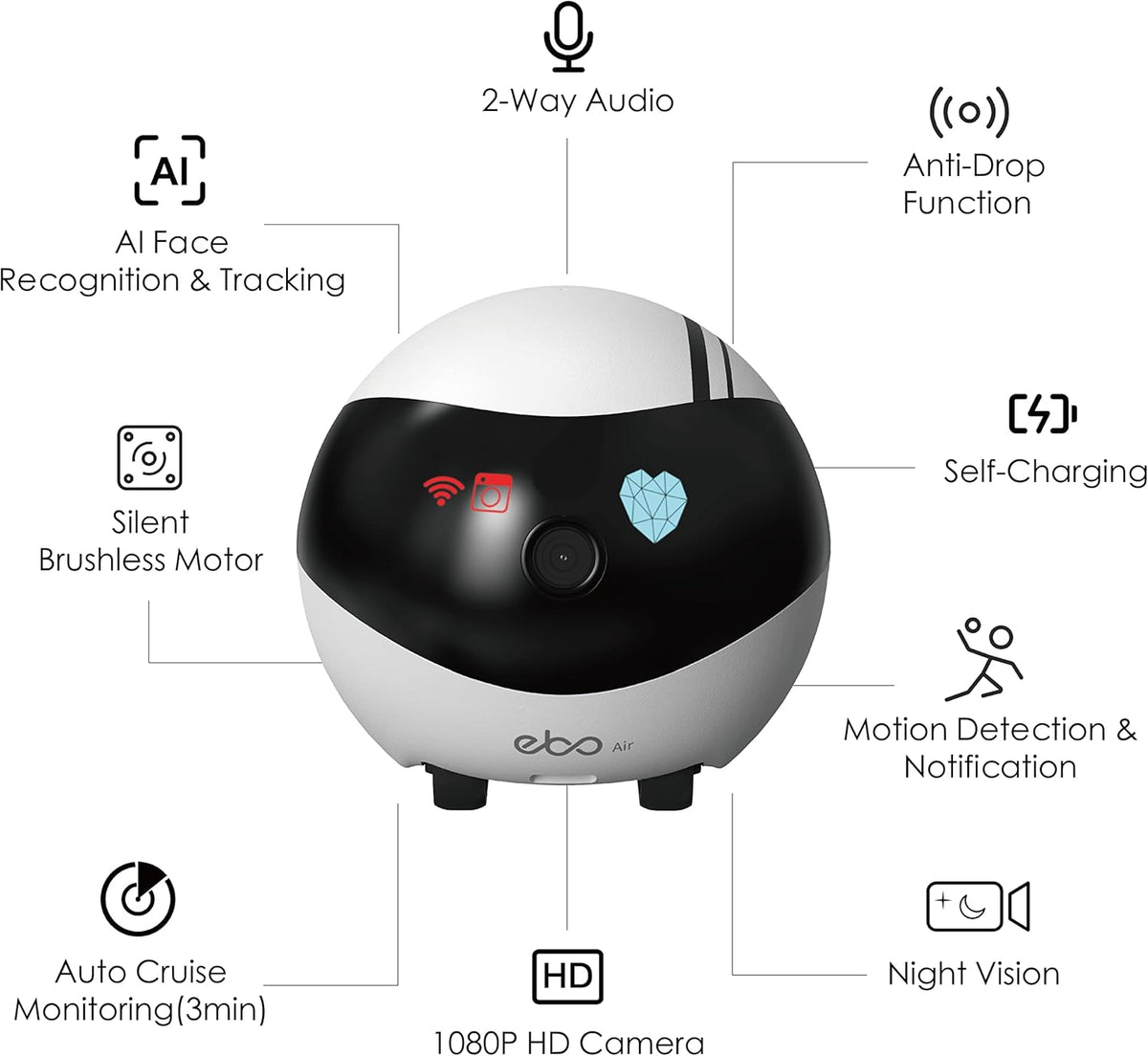 1080P HD Pet Camera Robot with Night Vision O9871