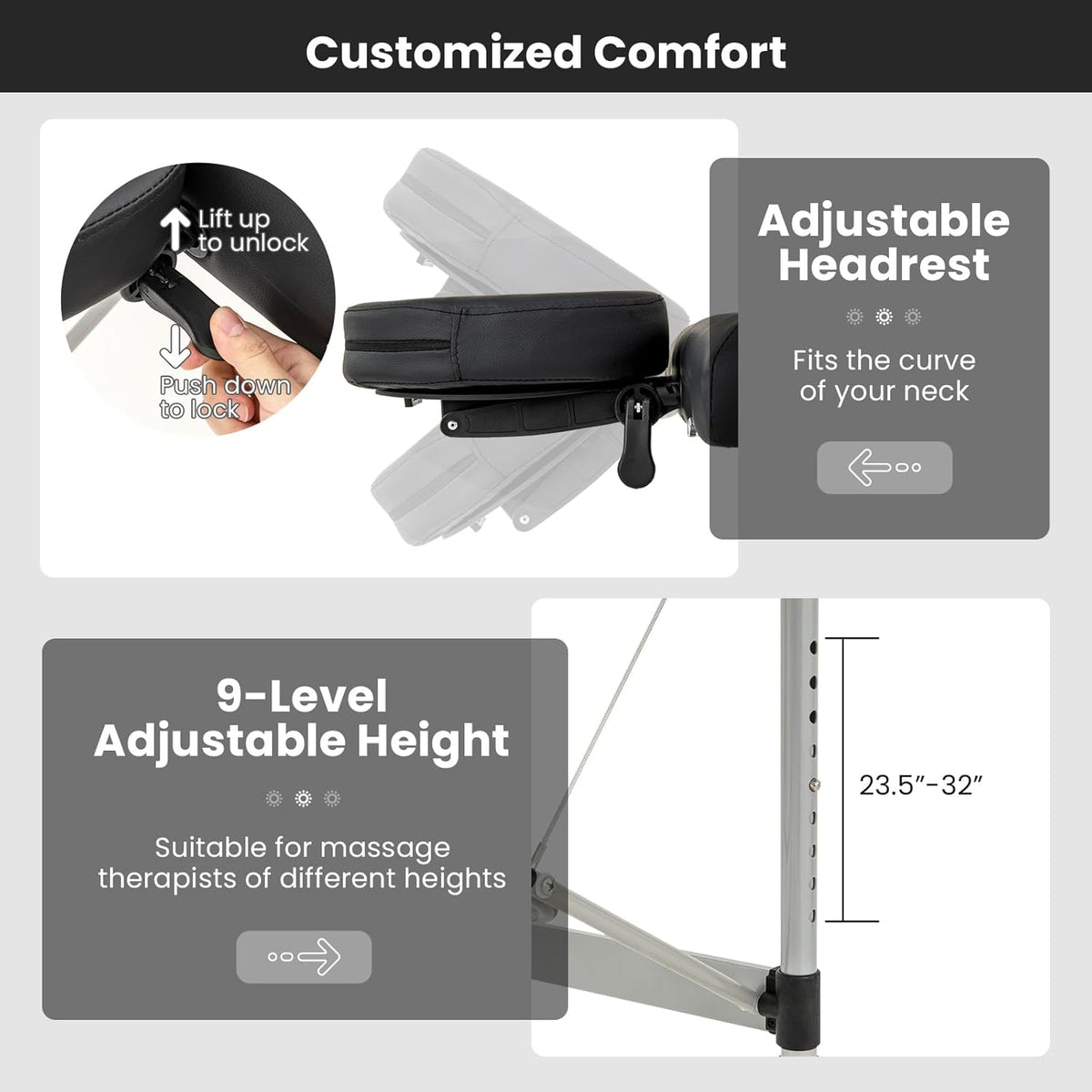 Black Portable Massage Table with Carrying Bag Q26093