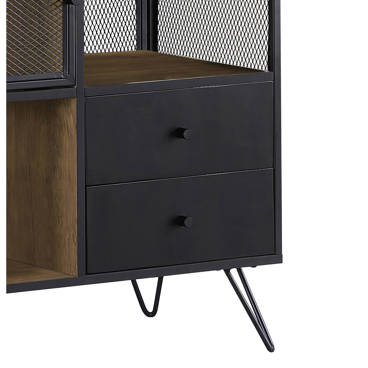 Light Oak Gunmetal Grey Hairpin Leg Accent Cabinet D799474