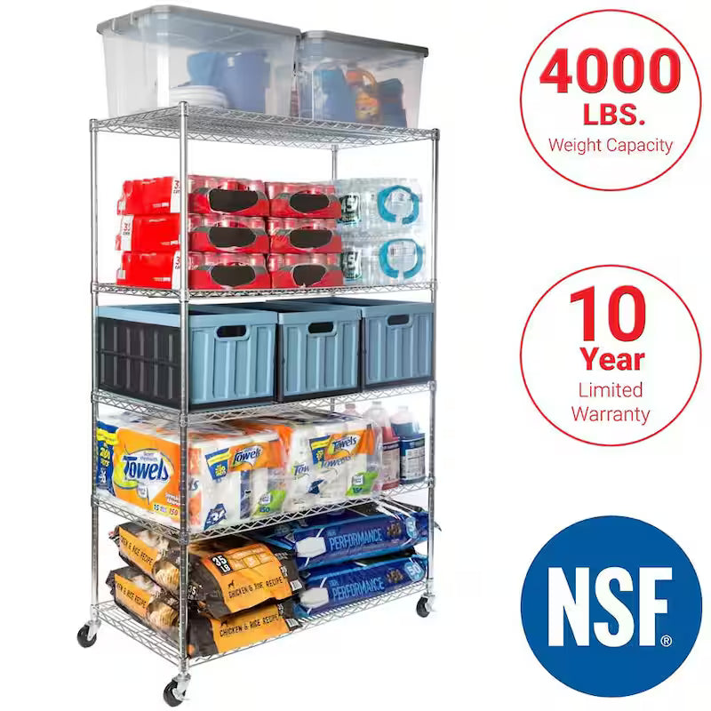 5-Tier NSF Certified Steel Wire Shelving System N529