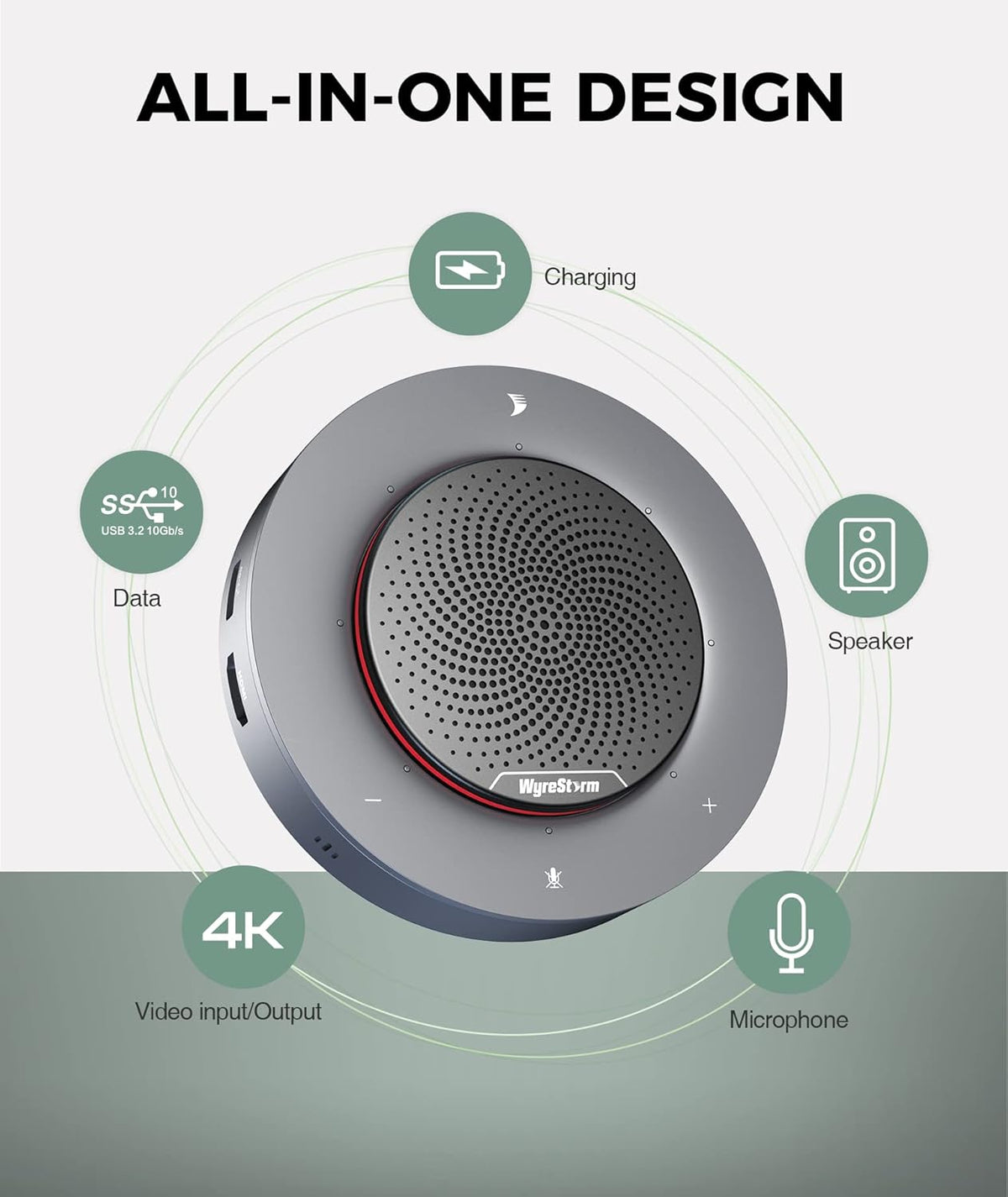 Conference Speaker with 4 Noise-canceling Mics and USB-C Docking Function K9074
