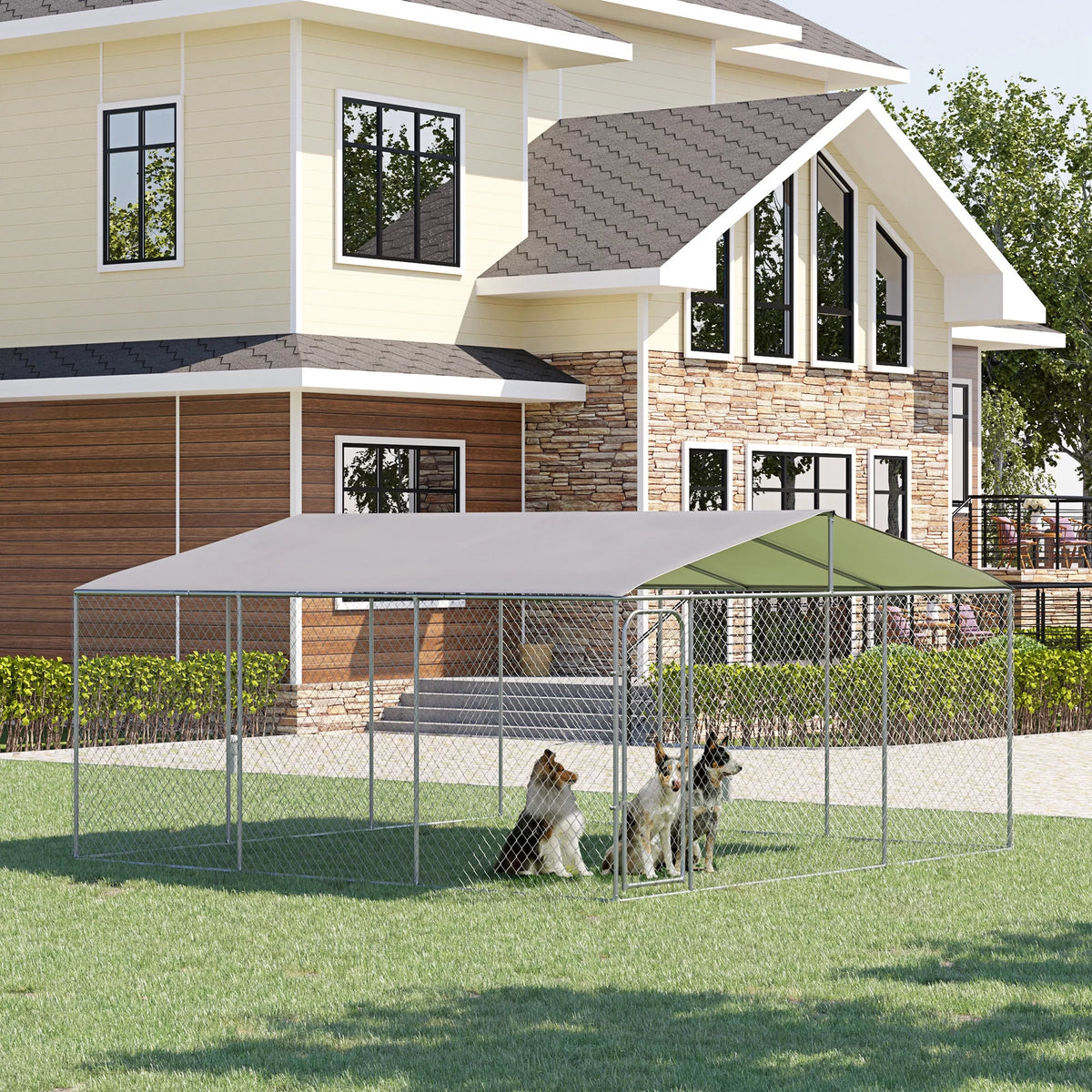 Heavy Duty Galvanized Steel Dog Kennel Playpen with Waterproof Cover G5491