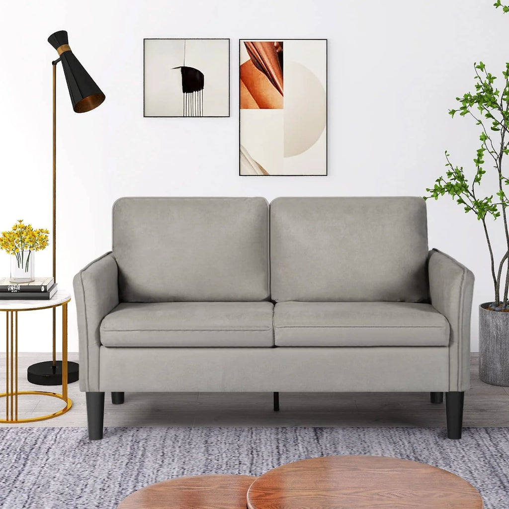 Light Grey Fabric Loveseat Sofa L77959