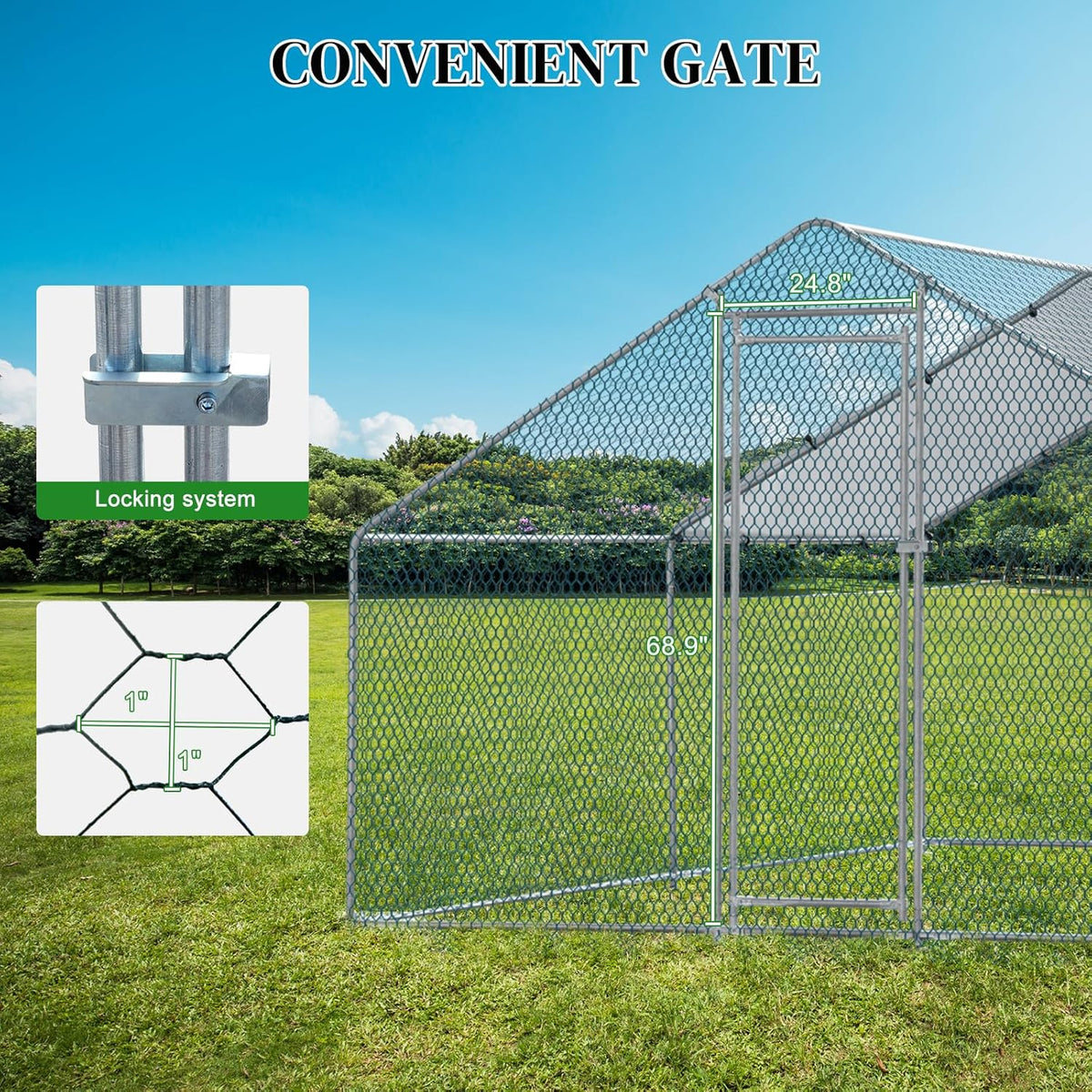 Large Metal Chicken Coop with Waterproof Cover E961
