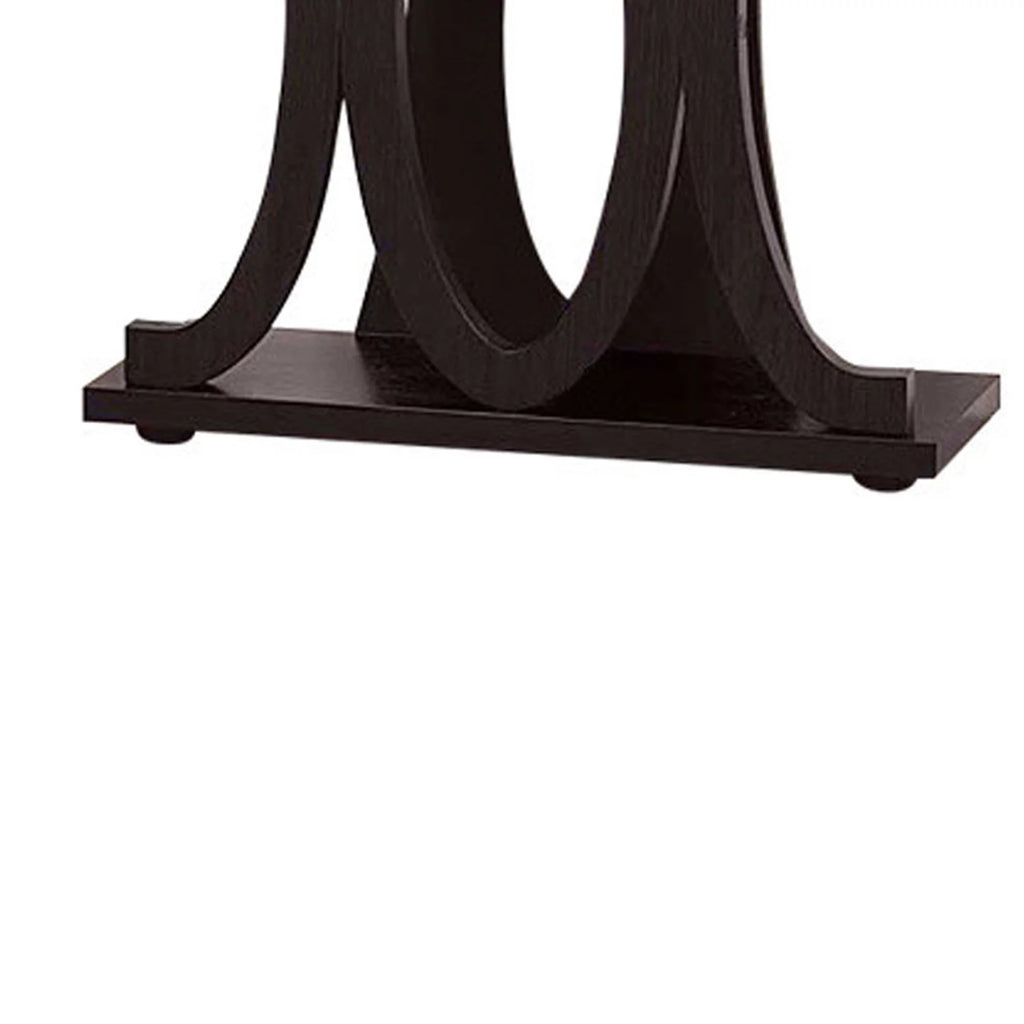 Dark Brown Console Table with Base Shelf V3544