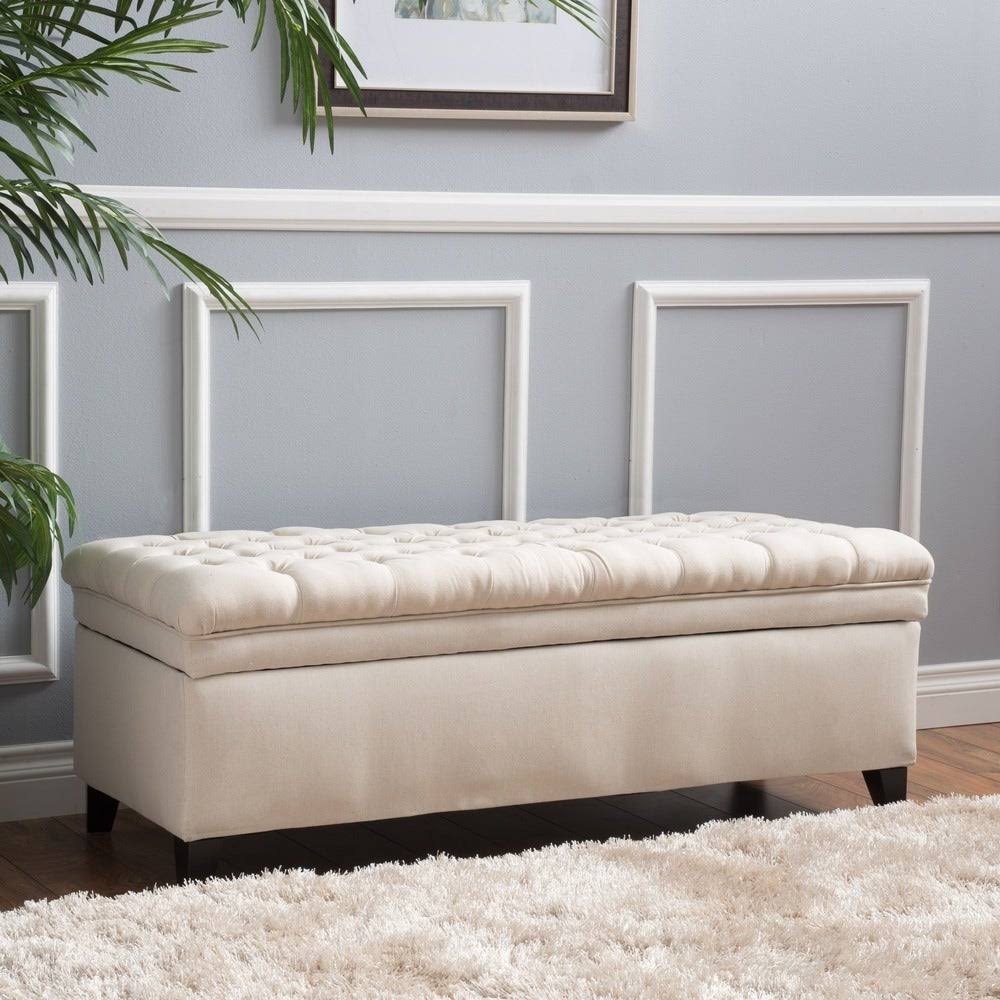 Tufted Fabric Storage Ottoman Bench Q422351