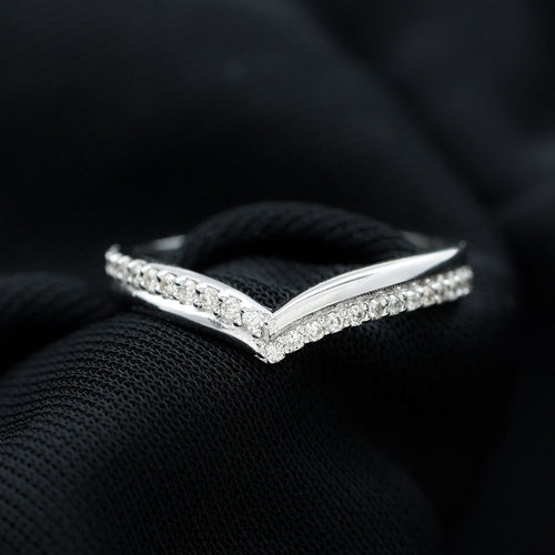 1/4 CT Diamond Chevron Ring in Pave Setting, 925 Sterling Silver J46159