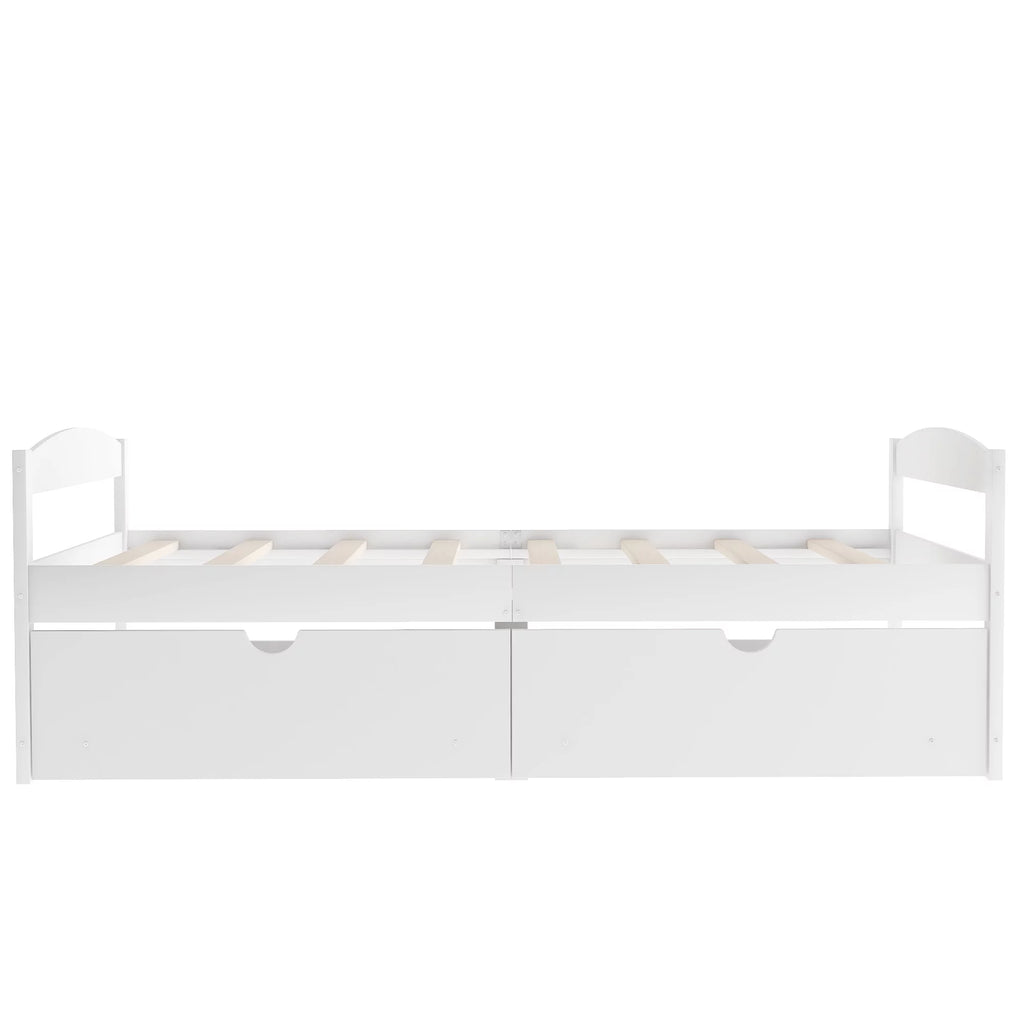 White Twin Size Platform Bed with 2 Drawers V22962