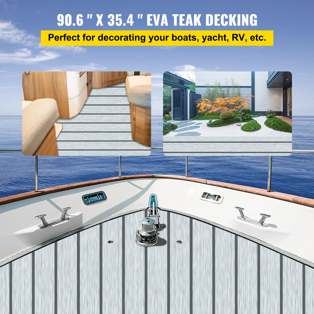 94.5 X 35.4 inch 6MM Non-Skid EVA Foam Faux Teak Boat Decking Sheet G618