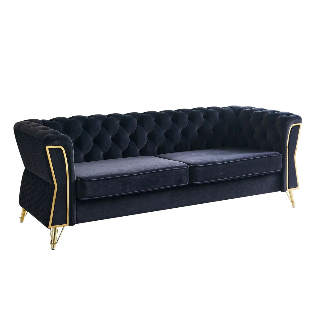 Black Tufted Velvet Sofa K2192