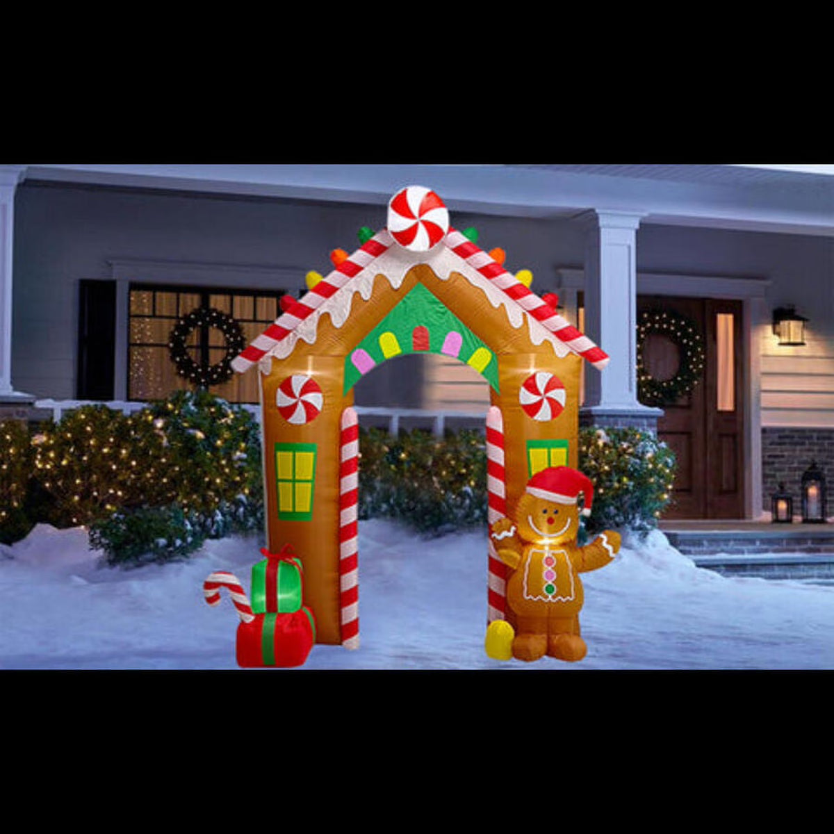 10 FT Christmas LED Gingerbread Inflatable Archway P446