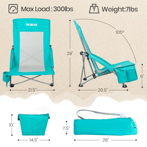 2-Pack High Back Beach Chair with Cooler Bag and Carry Bag F87291