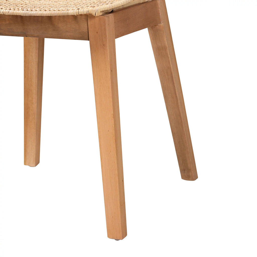 Natural Brown Mahogany and Rattan 2-Piece Dining Chair Set A6137