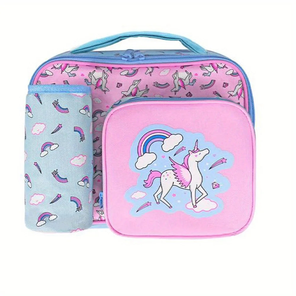Insulated Lunch Bag with Bottle Holder, 3 Compartments K11219