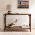 Walnut Wood Console Table with AC Power and USB Charging Ports P92889