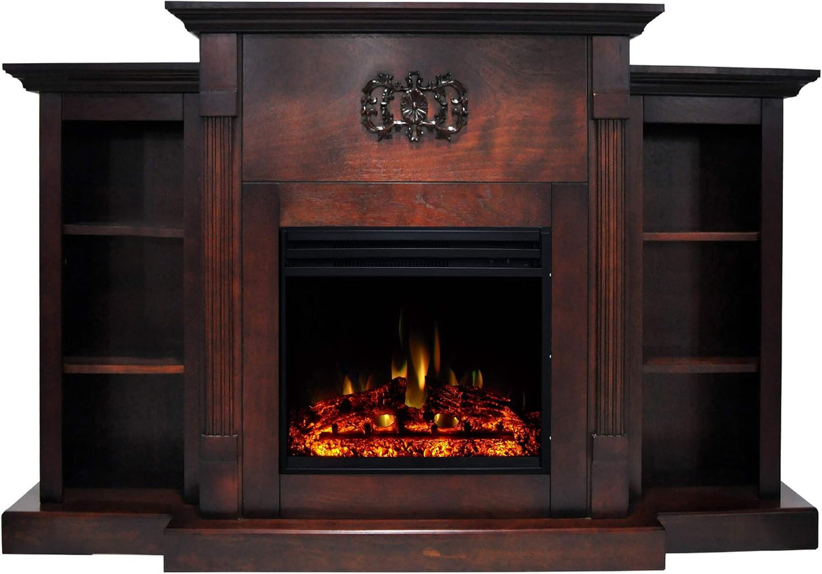 Electric Fireplace with White Mantel and Remote C681166