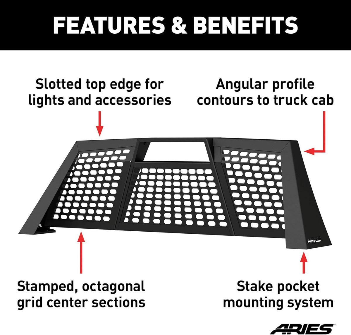 Black Aluminum Truck Headache Rack Cab Protector O3814