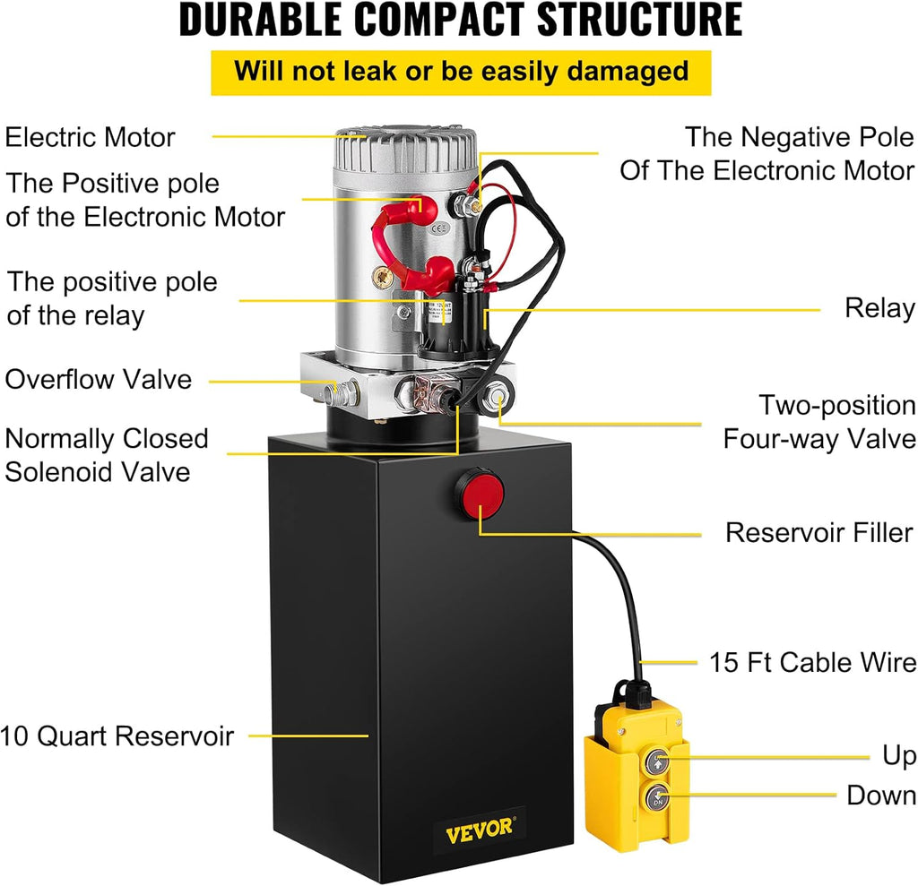 10 Quart 12V DC Single Acting Hydraulic Pump P138