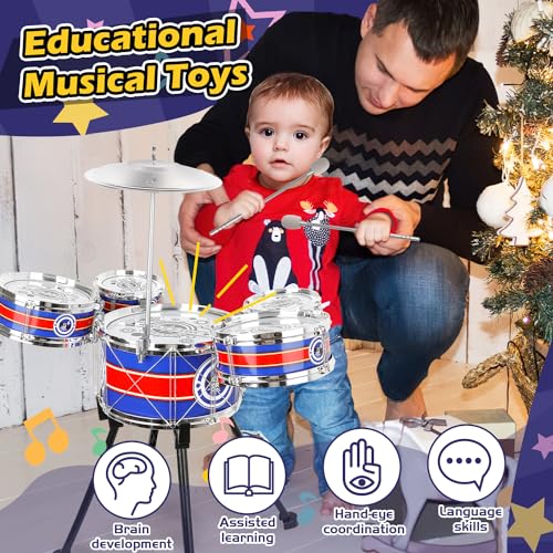 Blue 5 Drums Kids Jazz Drum Set with Stool K513