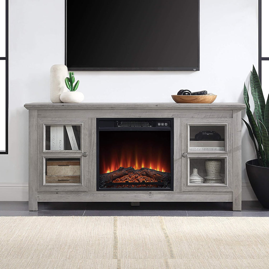 Electric Fireplace TV Stand for TVs up to 55 Inch with Storage Shelves N20063