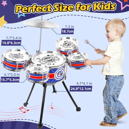 Blue 5 Drums Kids Jazz Drum Set with Stool K513