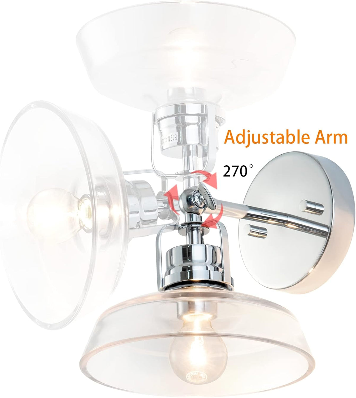 Chrome 1 Light Wall Sconce with Clear Glass Shade J91112
