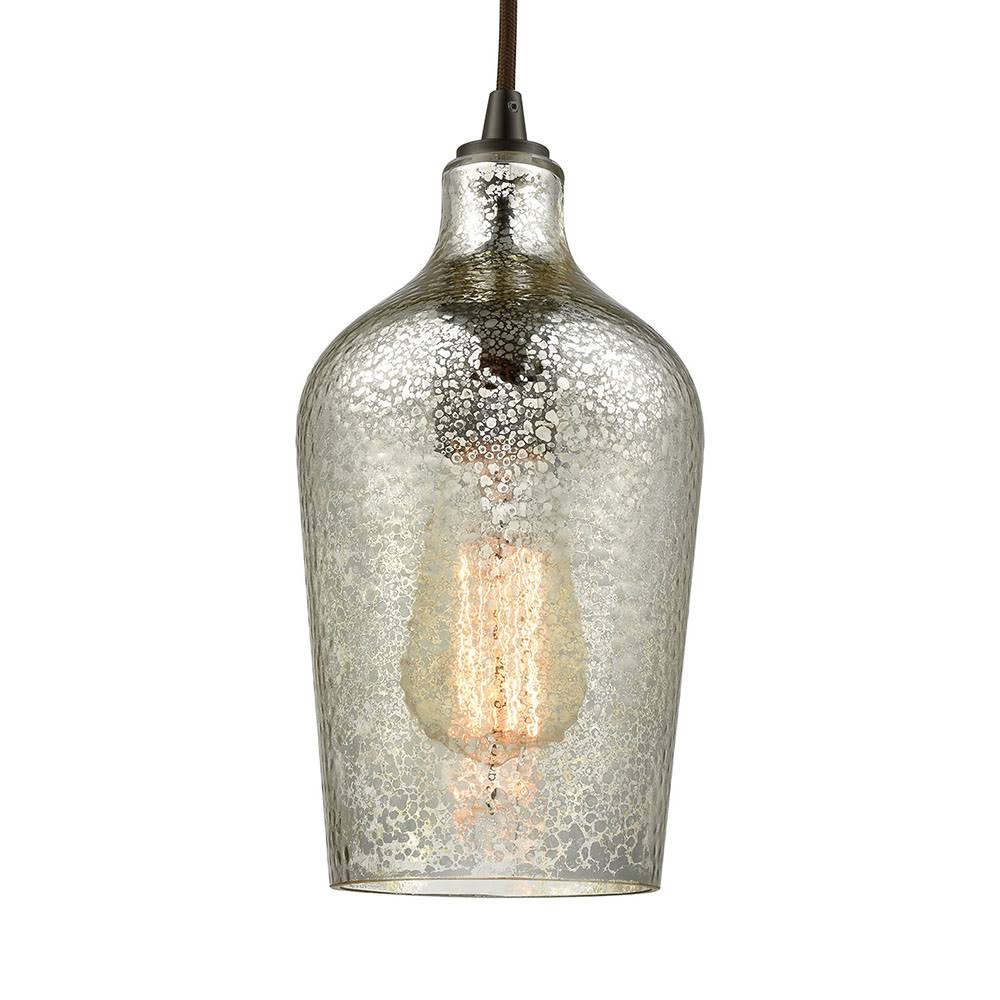 Hammered Glass 1 Light Pendant in Oil Rubbed Bronze Y582