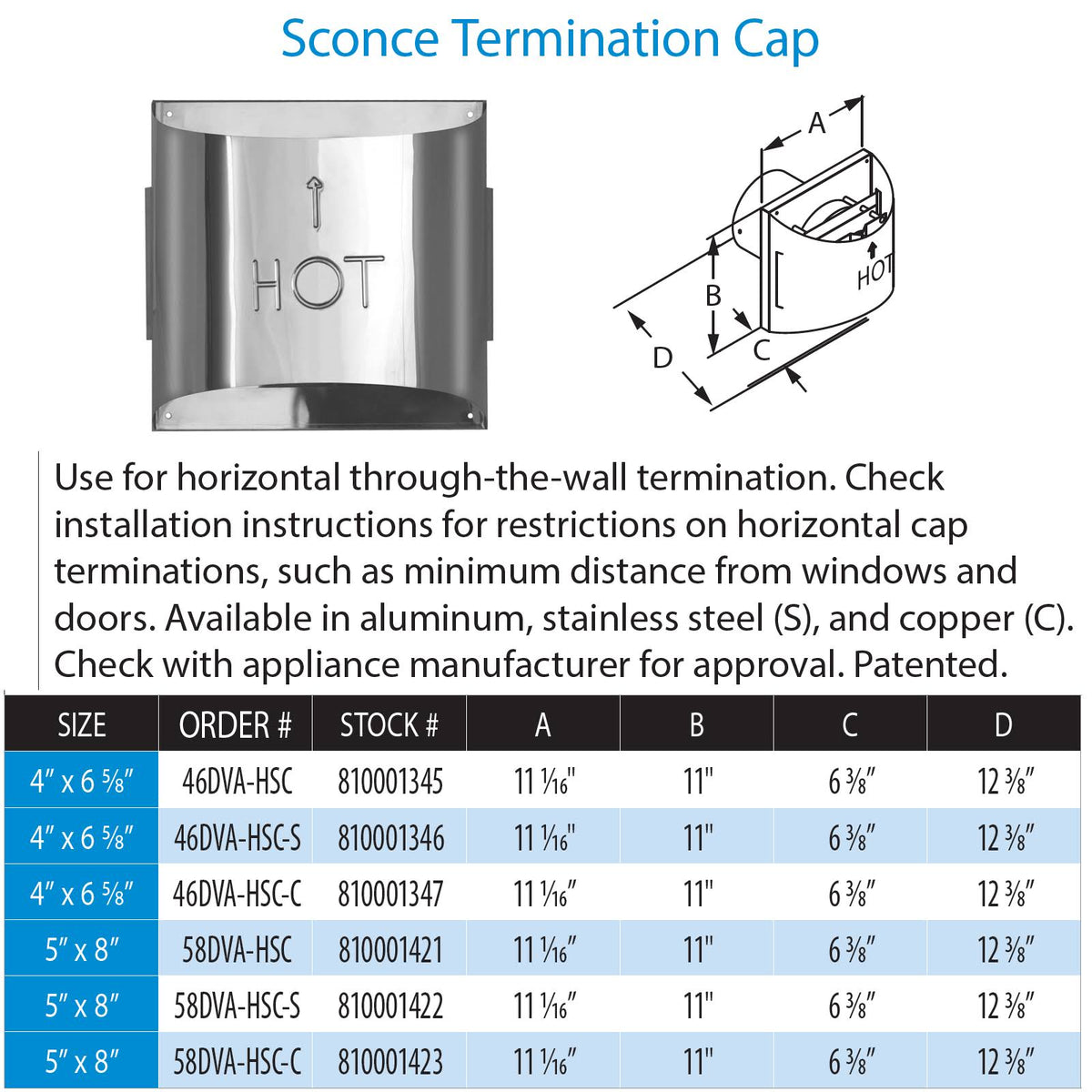 Aluminum Sconce Termination Cap F123415