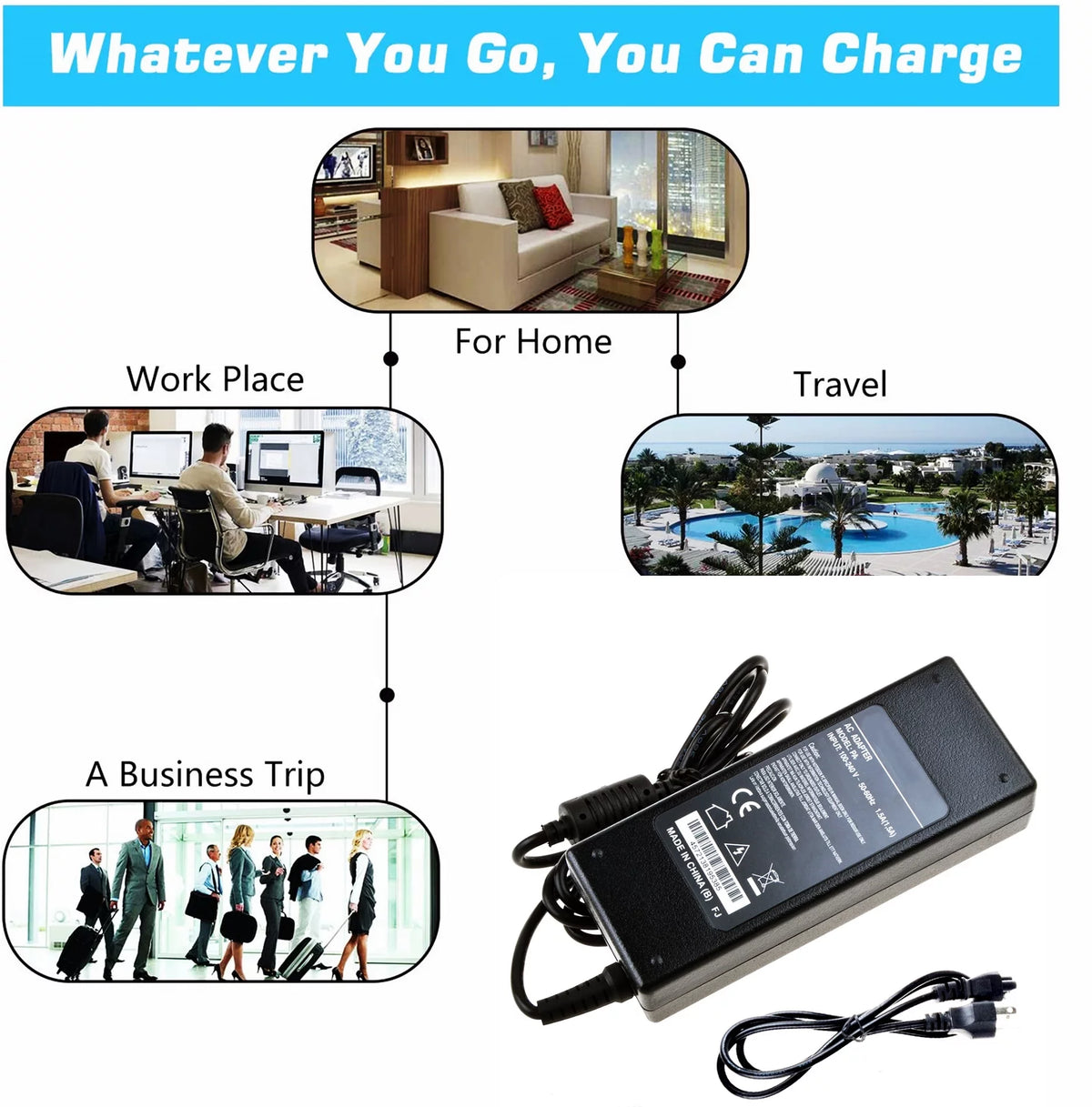 Compatible AC Adapter Replacement Power Supply Cord Charger J646464