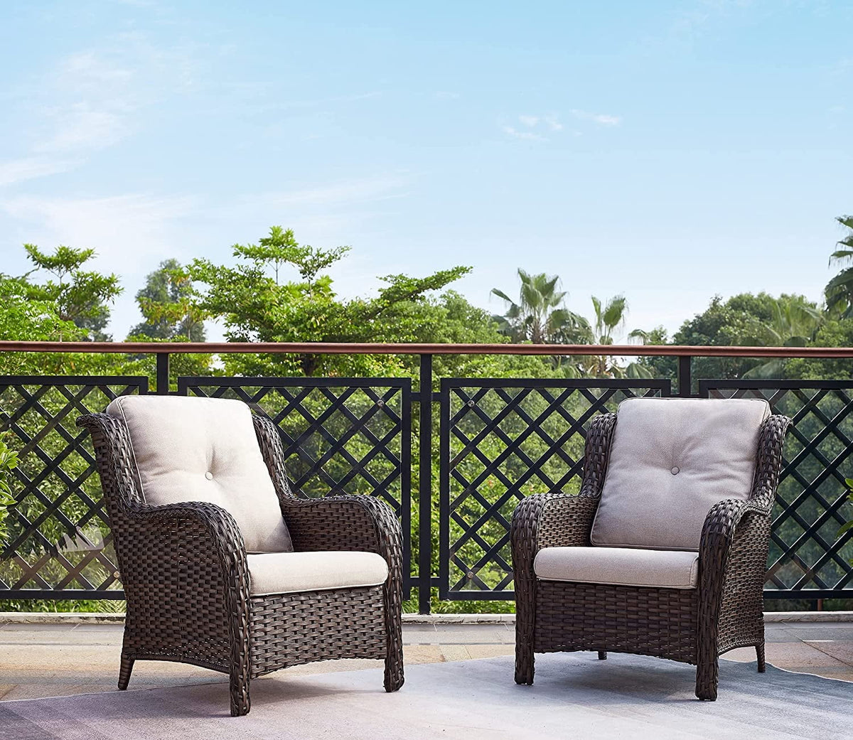 5 PC Brown Beige Patio Rattan Wicker Sectional Sofa Set T331
