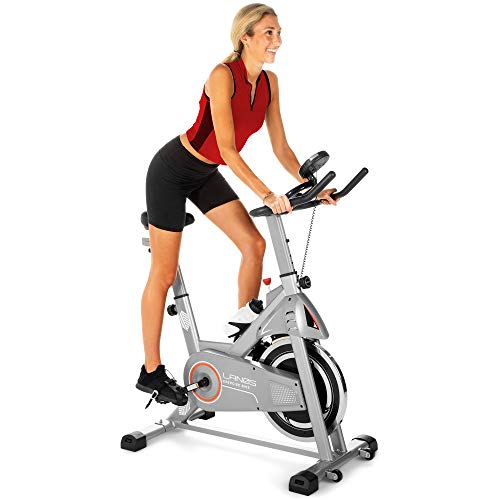 Stationary Exercise Bike with Seat Cushion and Silent Belt Drive Q397