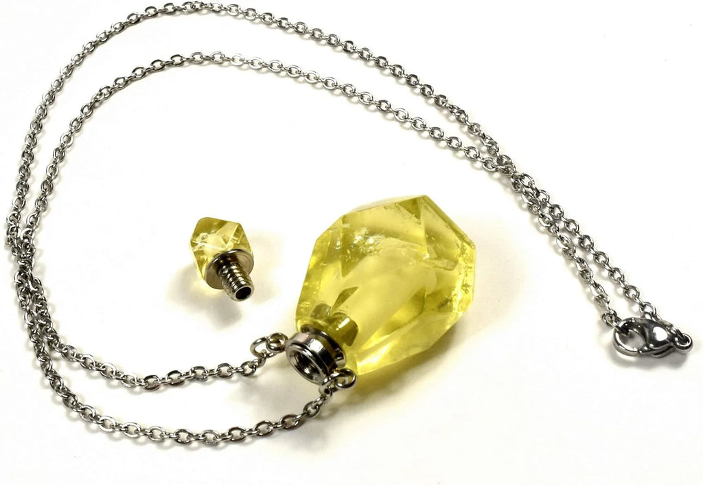 33Mm Golden Citrine Carved Bottle with Stainless Steel Chain H5732