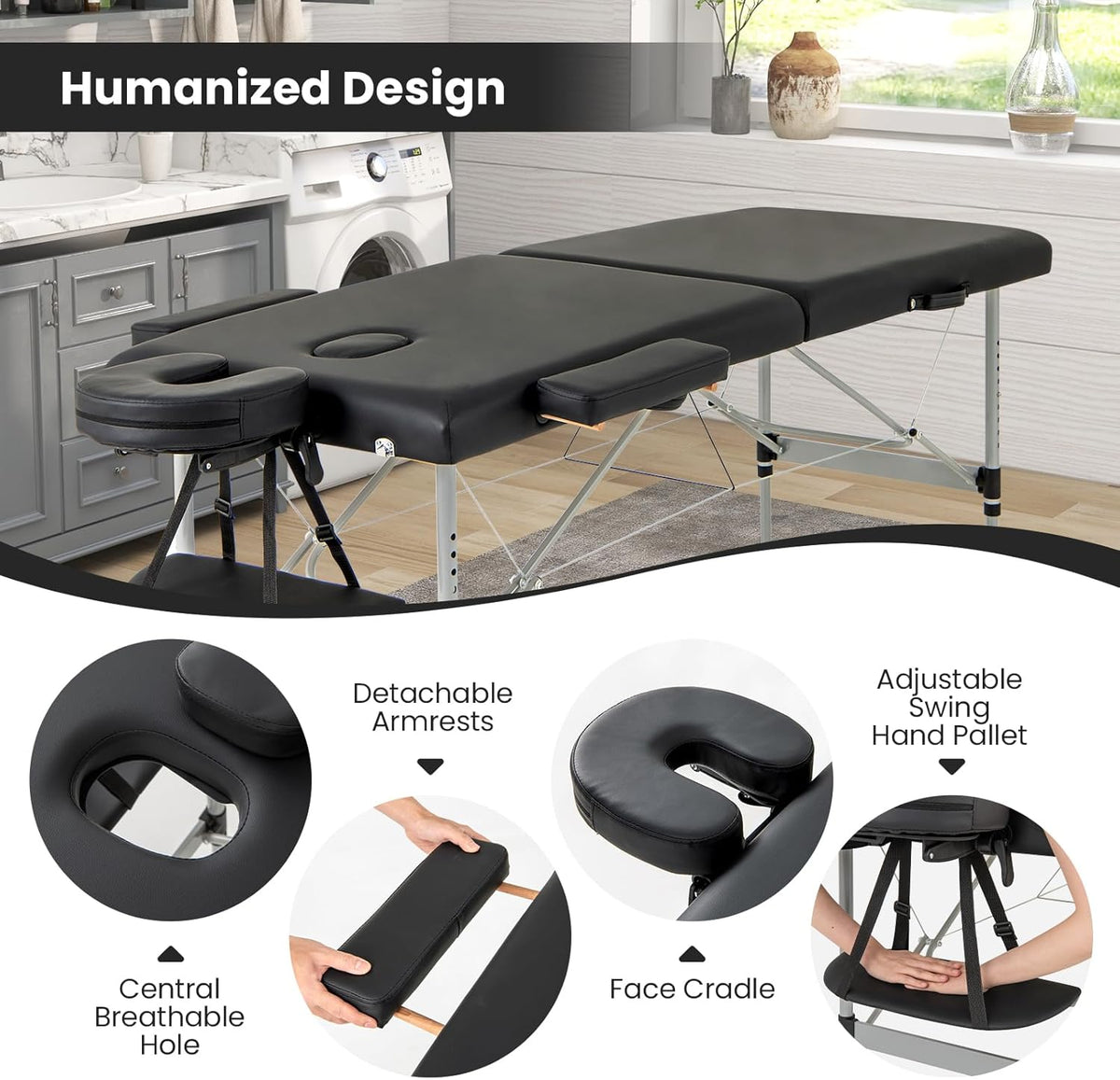 Black Portable Massage Table with Carrying Bag Q26093