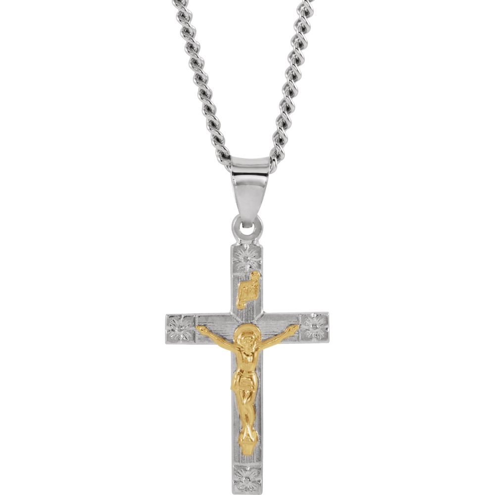 Polished Crucifix Pendant Necklace With 24 Inch Chain H2367