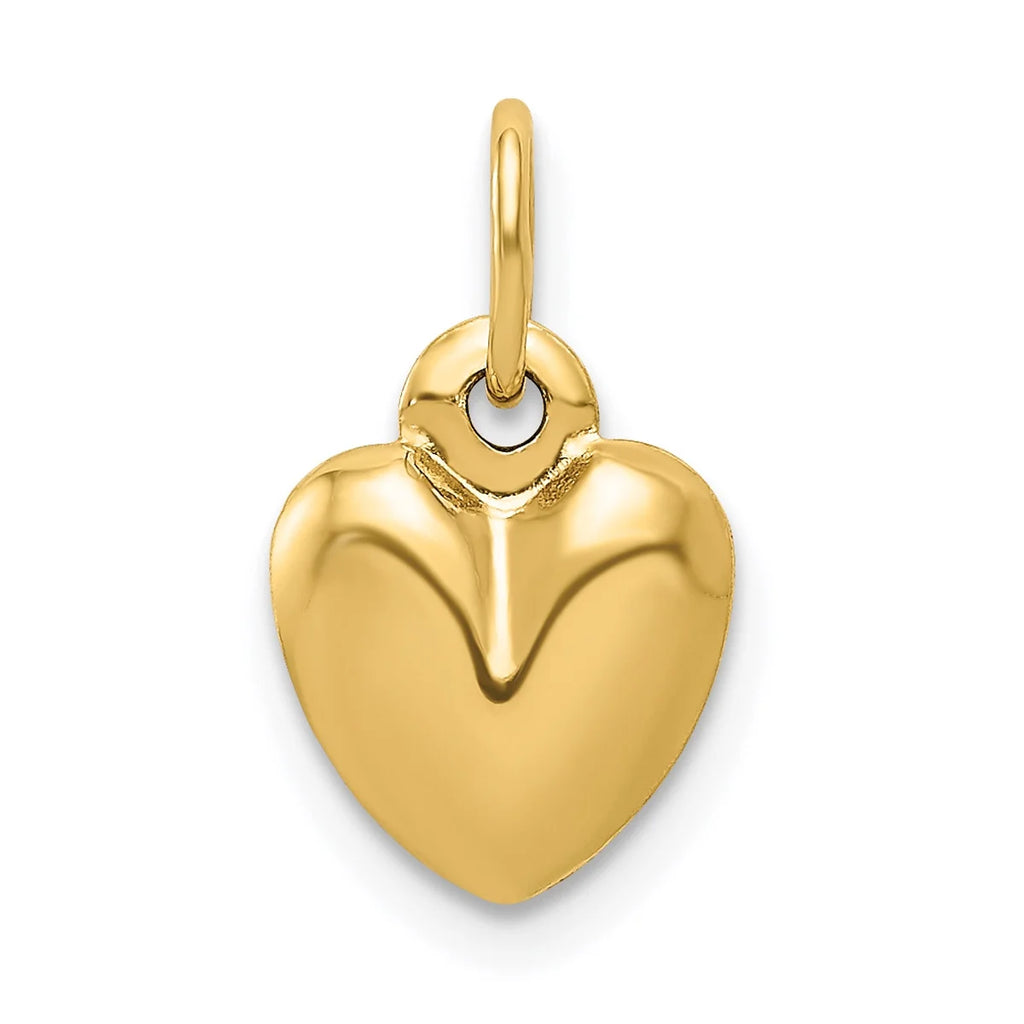 14K Yellow Gold Polished Puffed Heart Pendant Charm with 10K Yellow Gold Rope Chain Necklace 20'' H54096