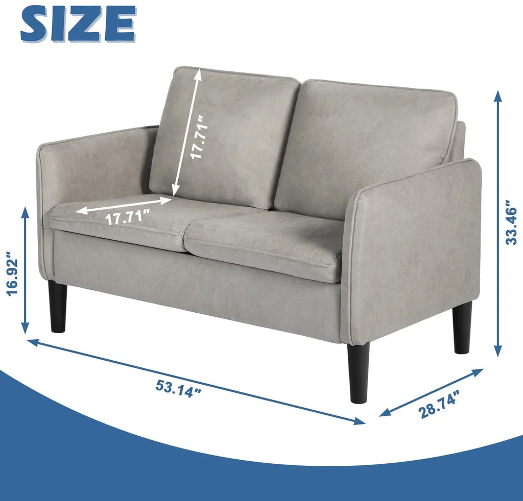 Light Grey Fabric Loveseat Sofa L77959