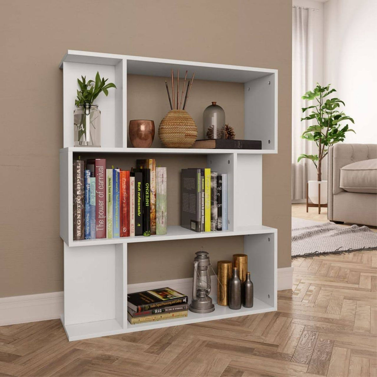 White Book Cabinet Room Divider Chipboard A989460