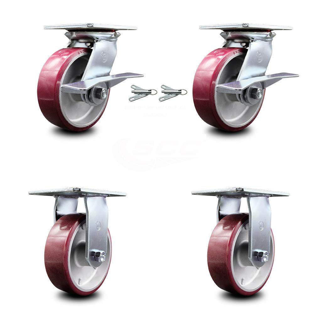 4 x 2 Maroon Wheels Swivel Caster Set 4 A9339