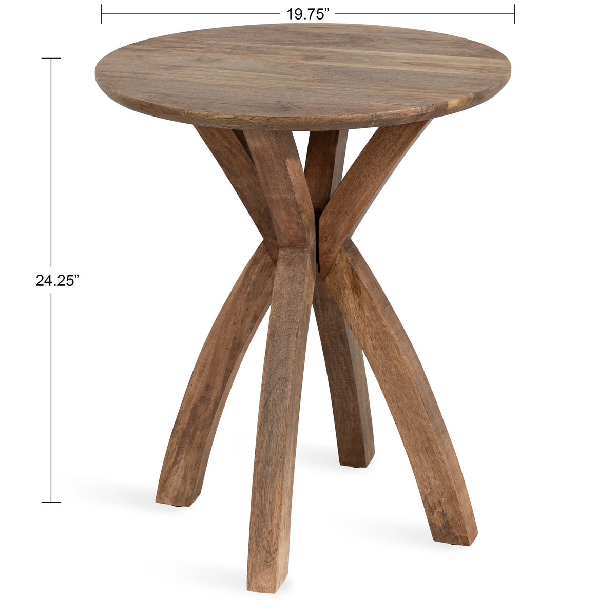 Mid-Century Round Wood Side Table, 20 x 20 x 25, Natural F910